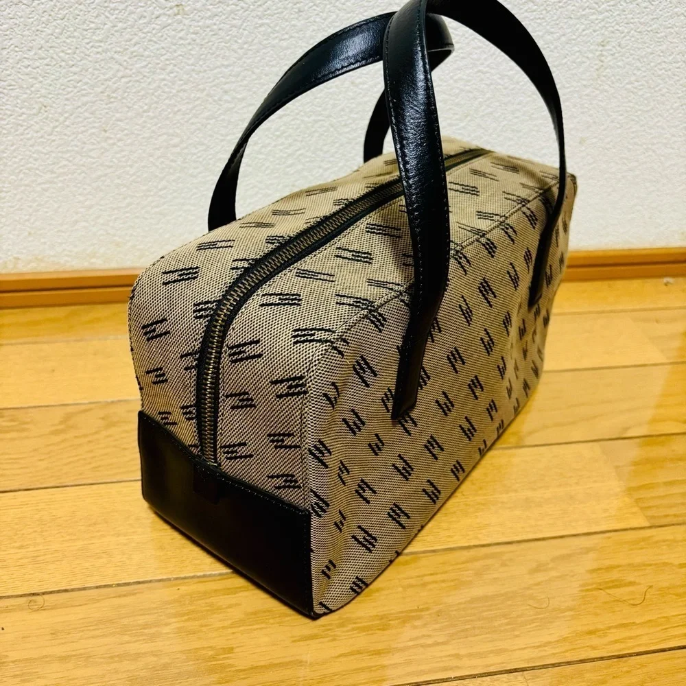 Missoni Leather/Canvas Beige and Black Handbag/Duffle bag with Pattern